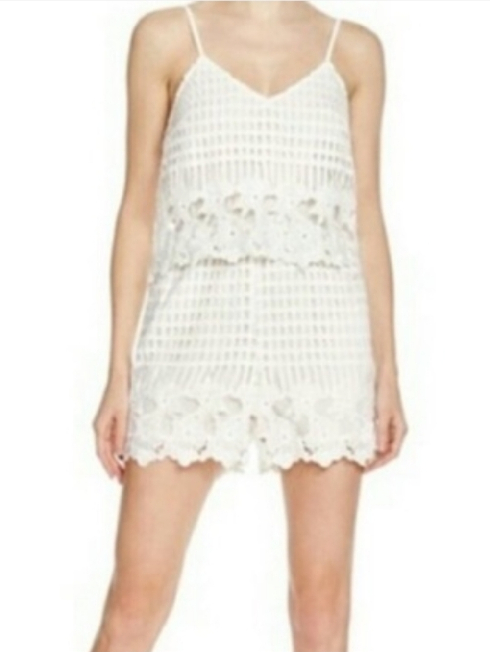 Aqua white lace short jumpsuit Size Medium NWT